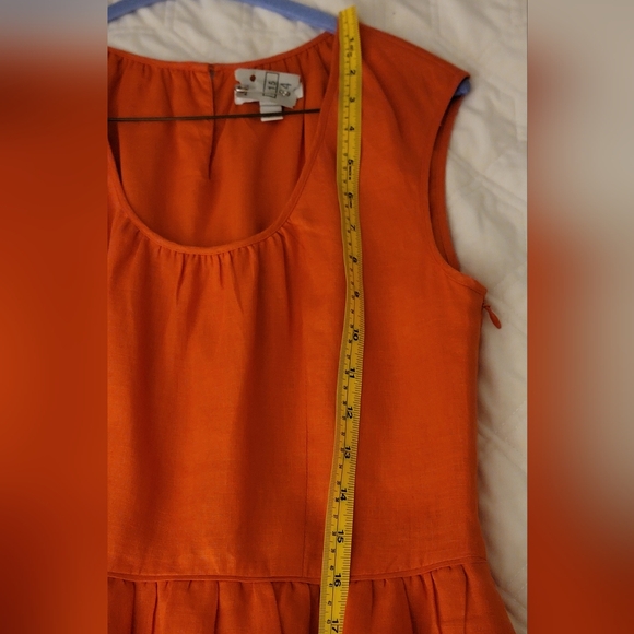 J. Crew Linen Cap Sleeve Dress in Orange/Red, Size 0 - Picture 15 of 16